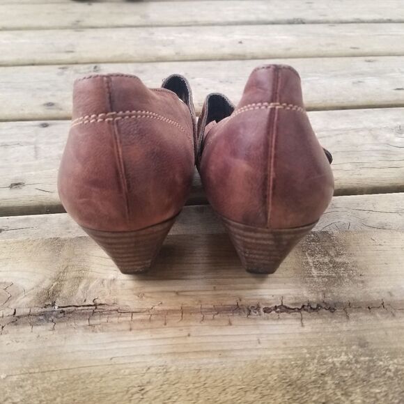 Vintage 90s y2k Paul Green Brown Nubuck Suede Leather Square Toe Mary Jane Heels - Picture 3 of 10
